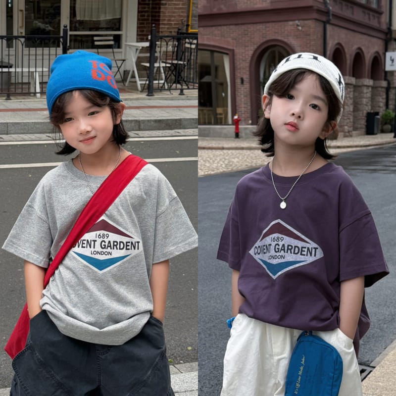 【KID】英字ロゴダイヤプリント半袖Tシャツ
