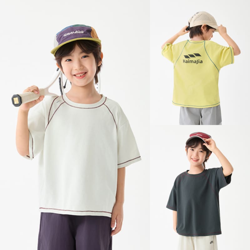 【KID】配色ステッチバックロゴ半袖Tシャツ