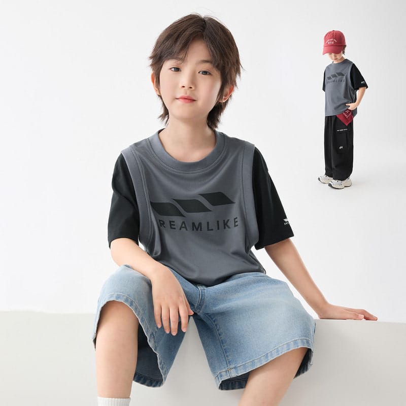 英字ロゴメッシュベスト半袖Tシャツセット