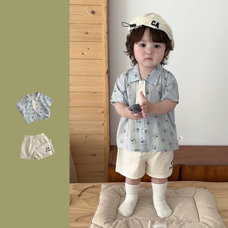 【セット】パピー総柄半袖シャツハーフパンツセットアップ