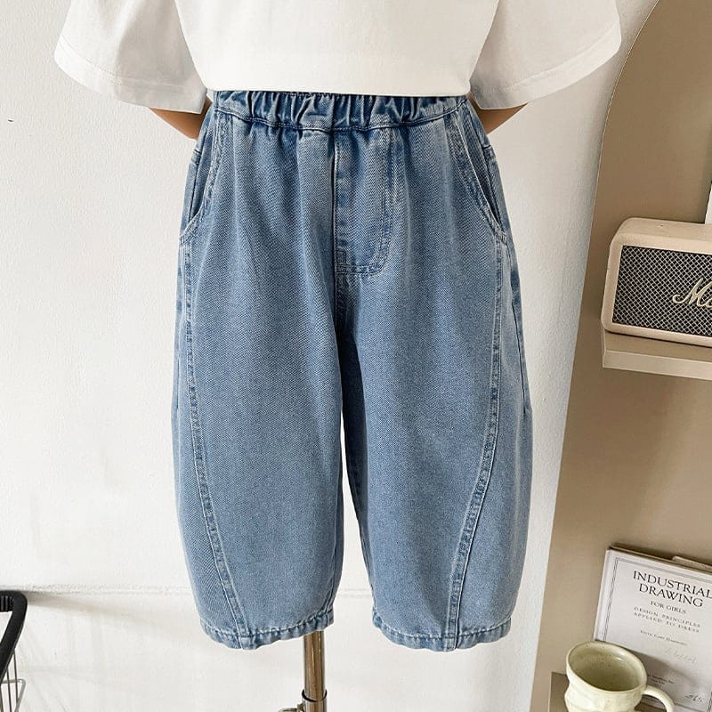 ステッチデザインデニムルーズワイドパンツ