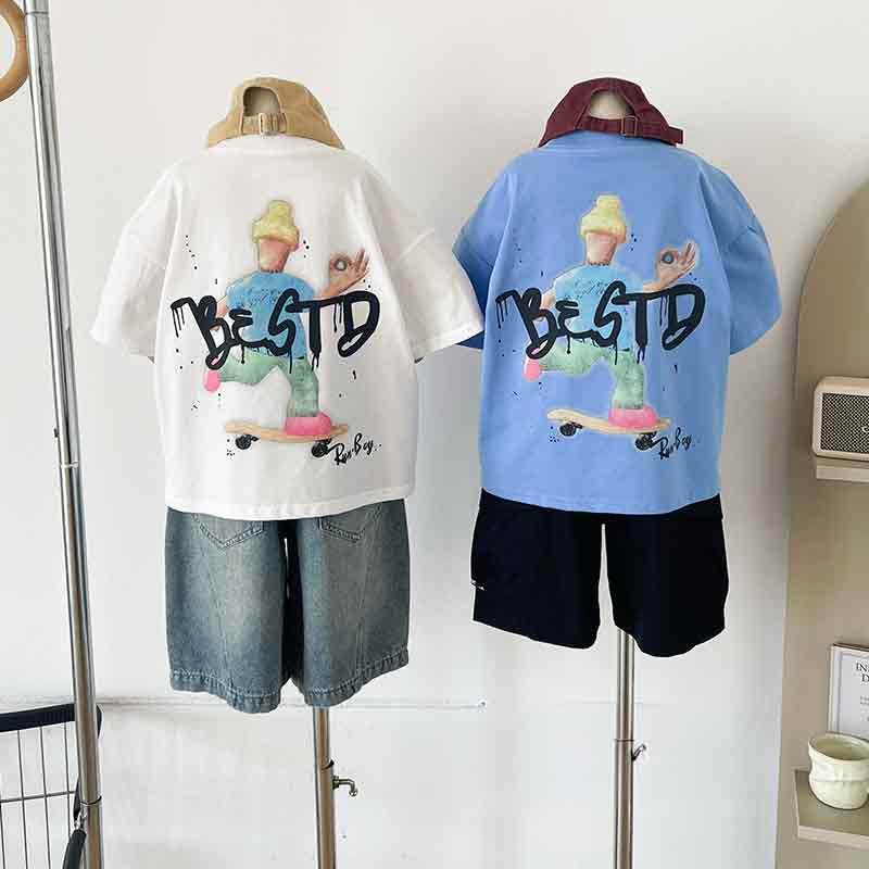 【KID】シティスケートイラストプリント半袖Tシャツ