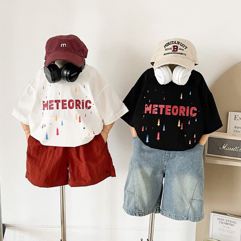 【KID】メトロアート流星プリント英字ロゴ半袖Tシャツ