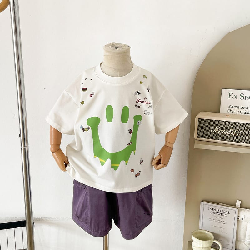 【KID】ペインティングスマイルクルーネック半袖Tシャツ