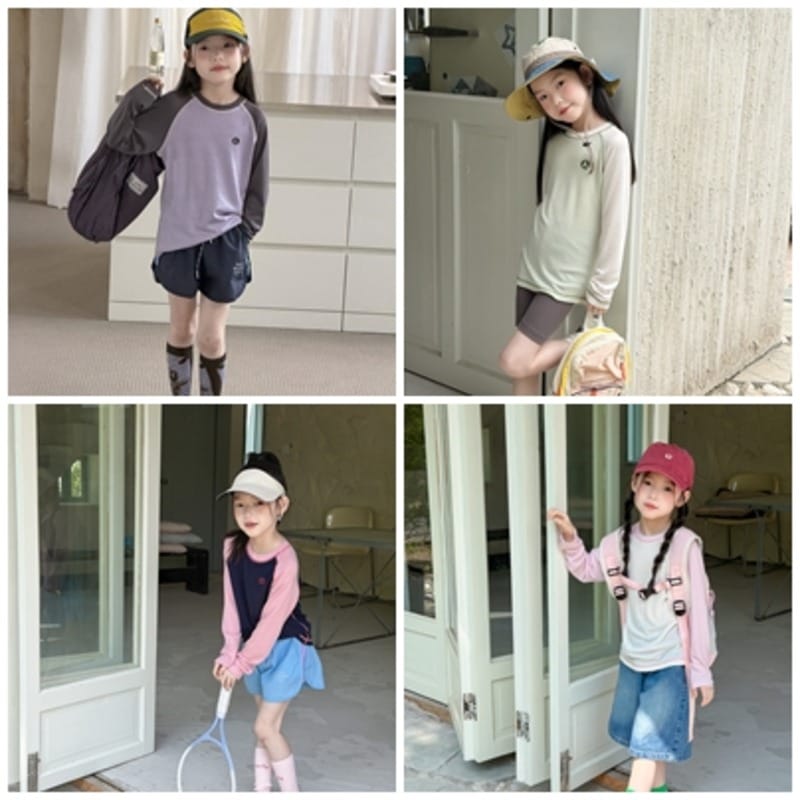 【KID】バイカラー配色ラグラン長袖Tシャツ