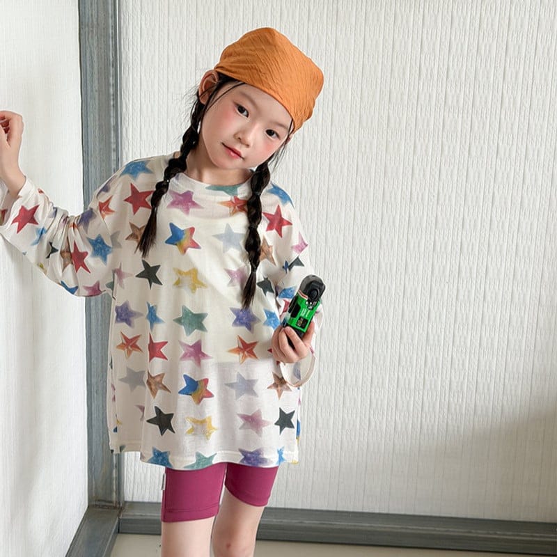 【KID】カラフルスタープリント長袖Tシャツ
