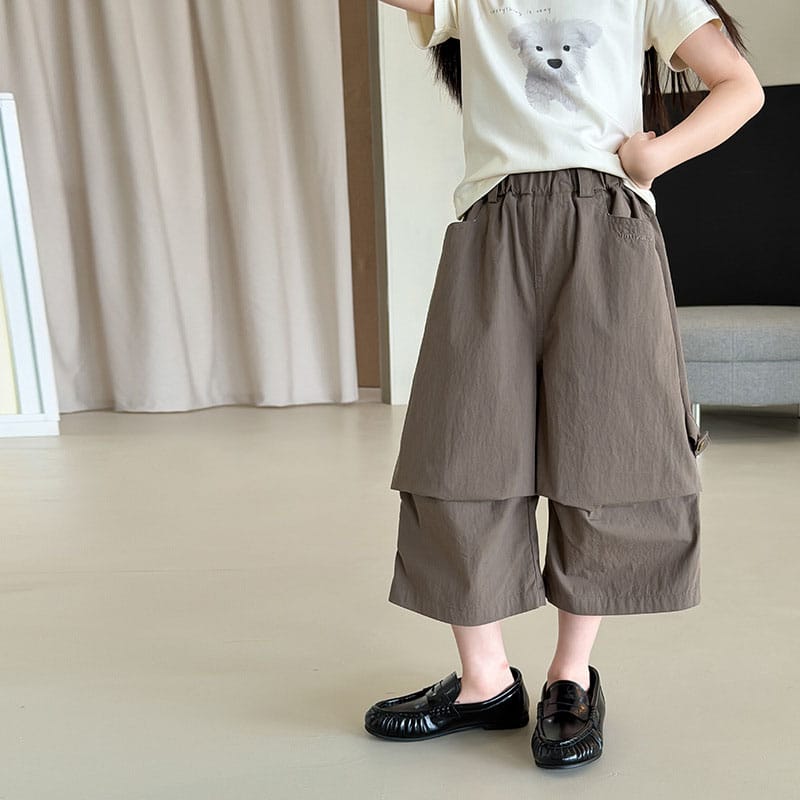 【KID】レイヤードデザインワイドクロップドパンツ