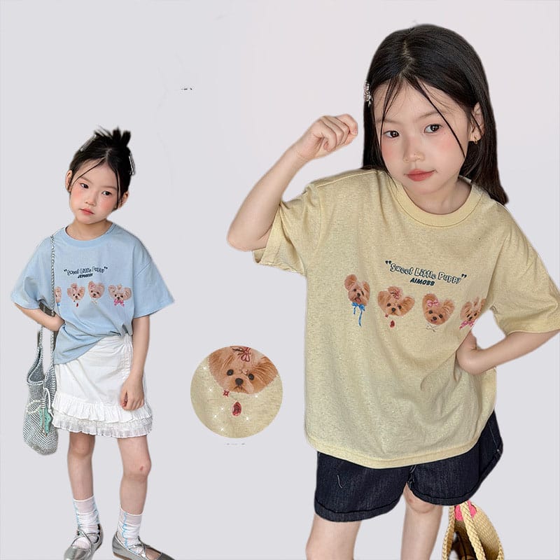 【KID】パピープリントラメ入り半袖Tシャツ
