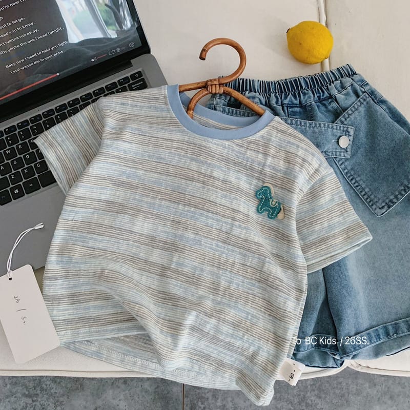 【KID】ホースワンポイントストライプ半袖Tシャツ