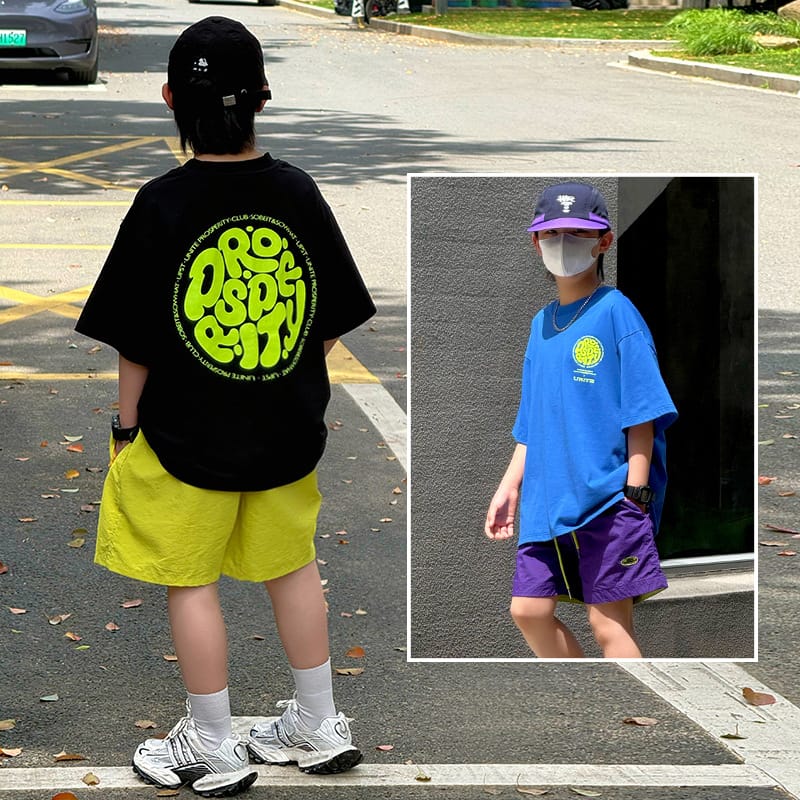 【KID】ラウンドロゴバックプリント半袖Tシャツ