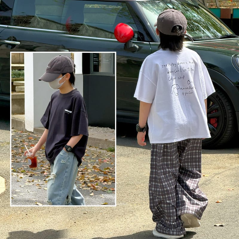 【KID】バックプリントルーズフィット半袖Tシャツ