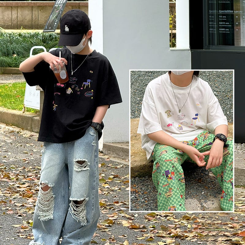 【KID】ルームチェアプリントワイド半袖Tシャツ
