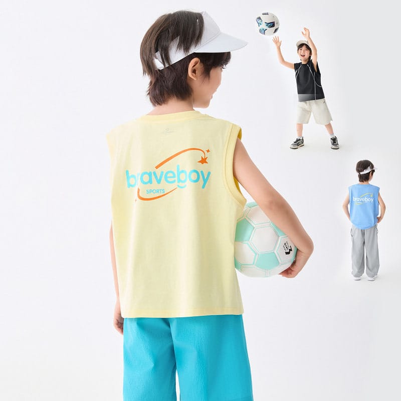 【KID】英字ロゴスポーティーノースリーブTシャツ