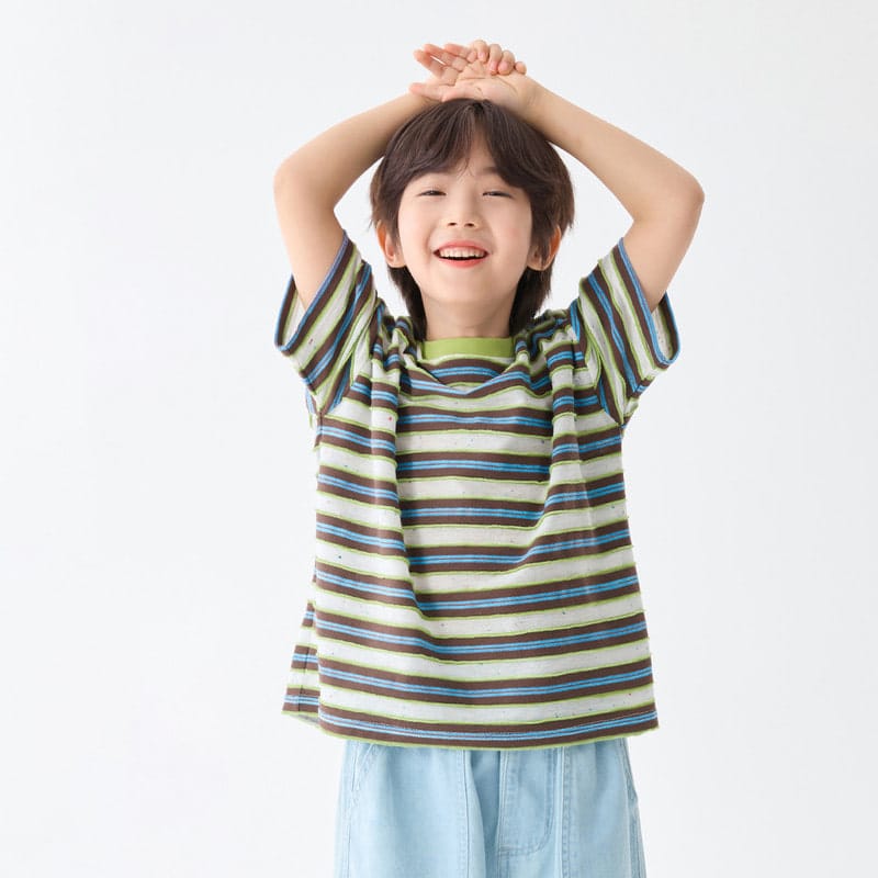 【KID】マルチカラーストーンストライプ半袖Tシャツ