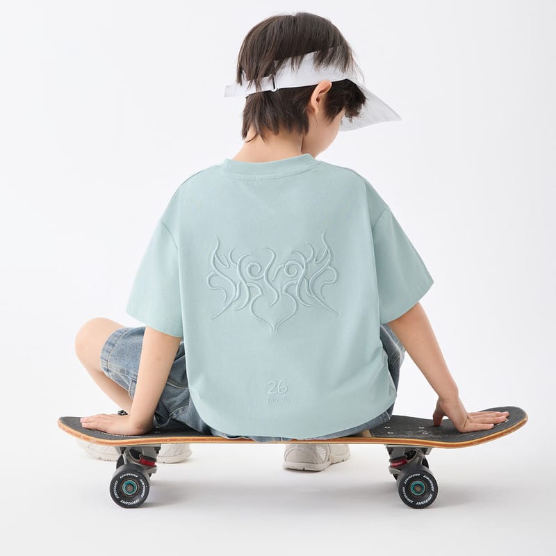 【KID】英字ロゴプリントカジュアル半袖Tシャツ
