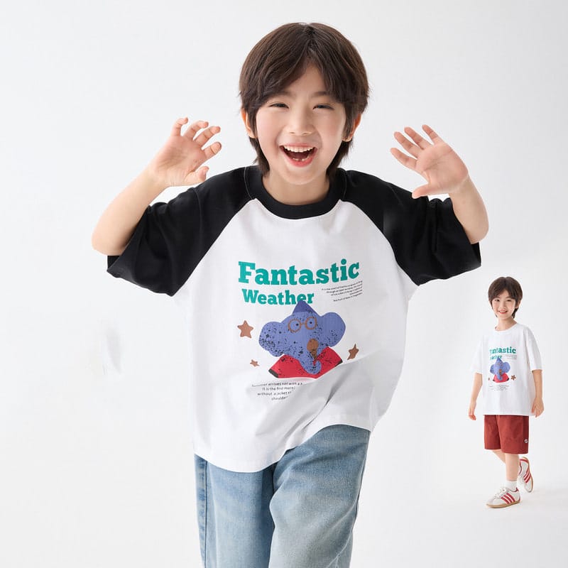 【KID】ファンタスティック英字ロゴラグラン半袖Tシャツ