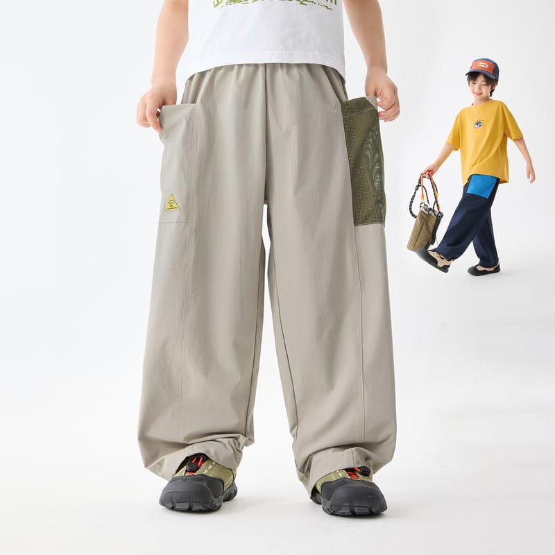 【KID】速乾UVカットアウトドアメッシュポケットロングパンツ