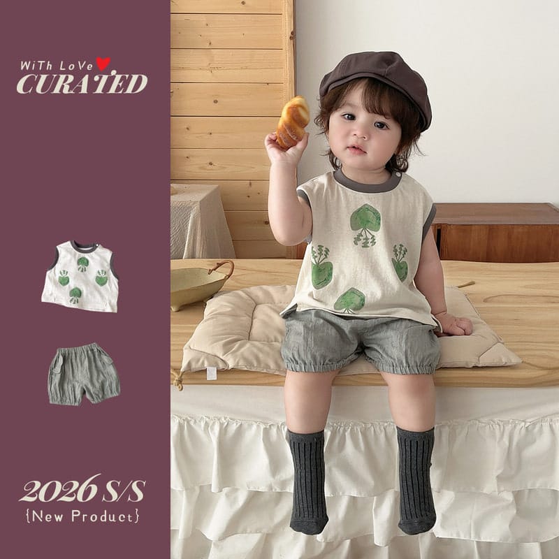 【セット】ドローイングノースリーブハーフパンツセットアップ