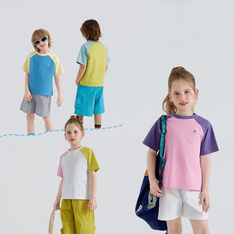 【KID】バイカラーラグラン半袖Tシャツ