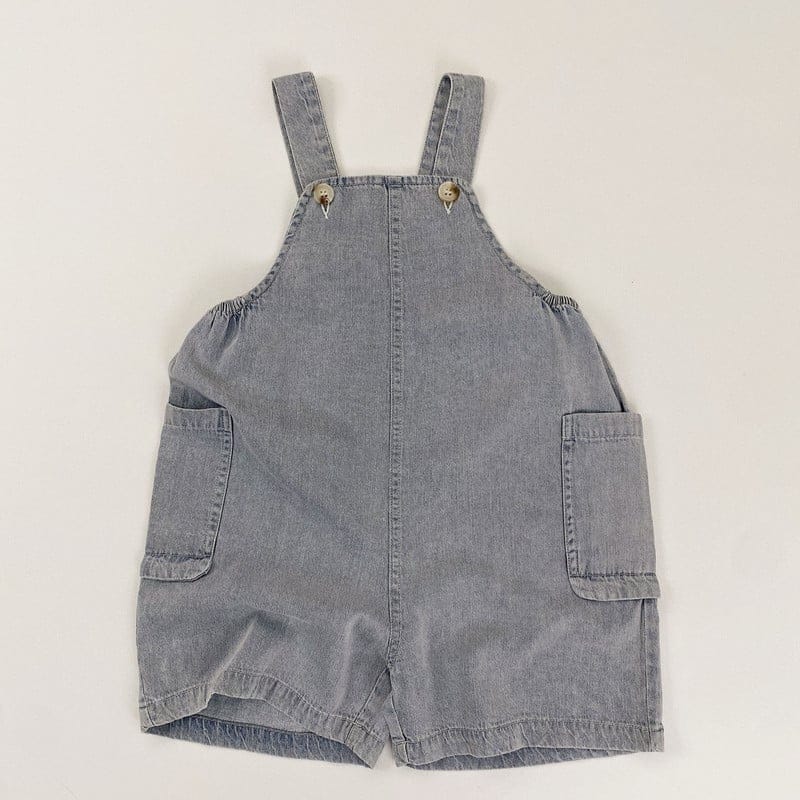 シンプルデニムサロペットショートパンツ