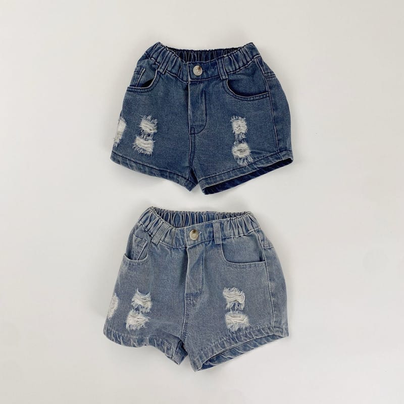 【KID】クラッシュダメージ加工デニムショートパンツ
