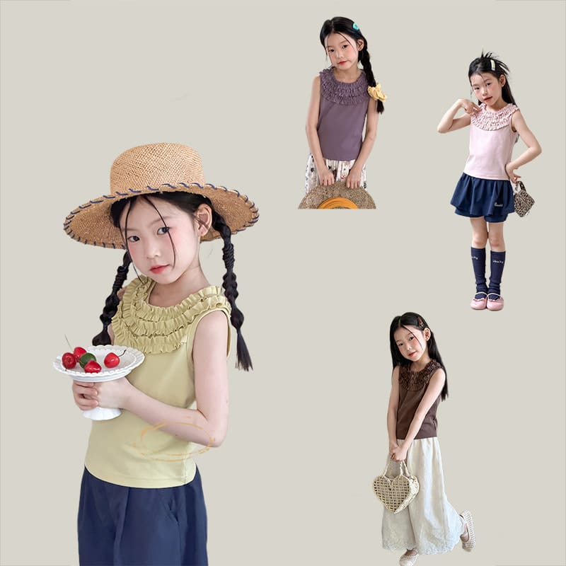 【KID】ハッピー多段フリルノースリーブTシャツ