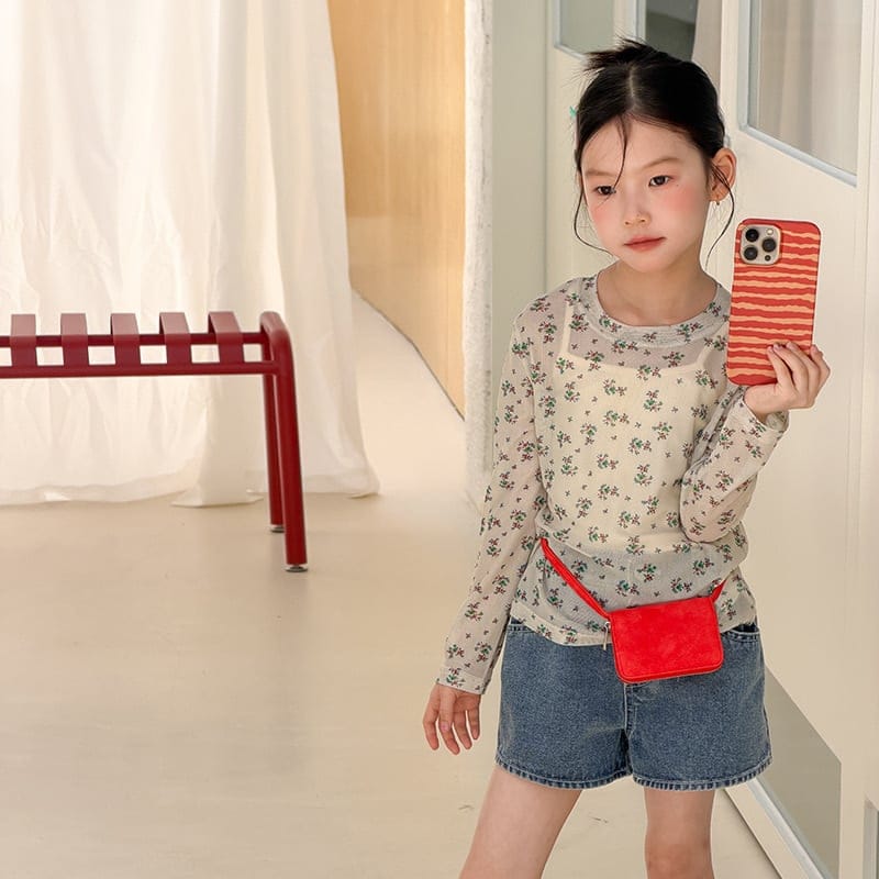 【KID】キャンドルフラワーメッシュ長袖Tシャツ