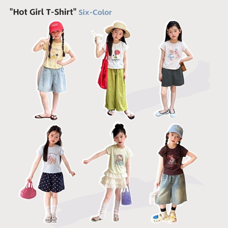 【KID】ガールズイラストプリント半袖Tシャツ