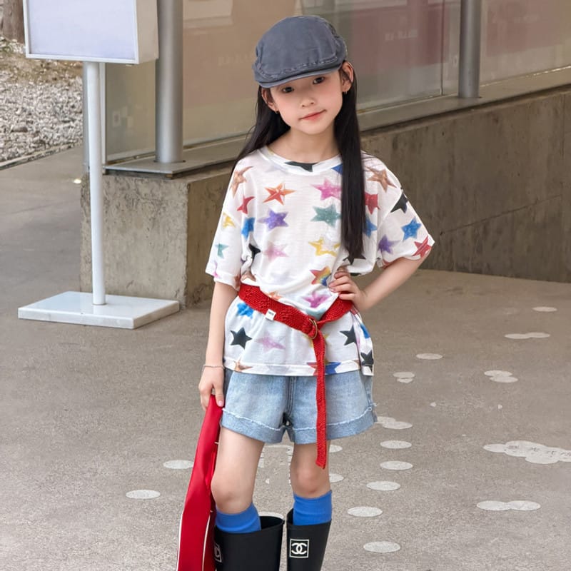 【KID】カラフルグラデーションスター半袖Tシャツ