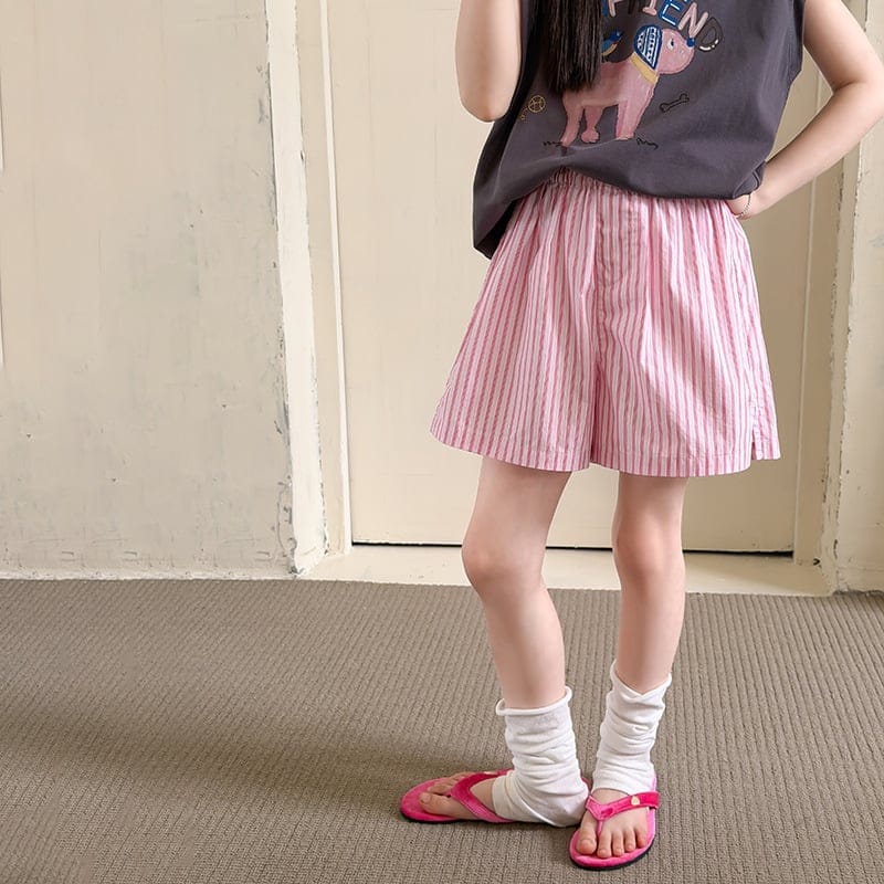 【KID】ストライプコットンショートハーフパンツ