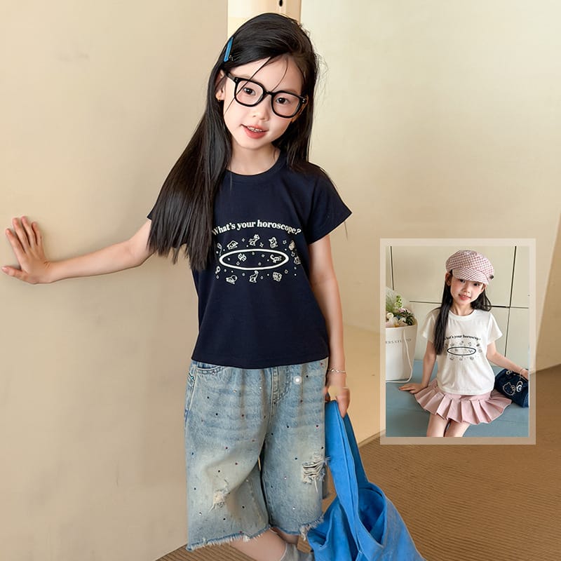 【KID】星空プリントホロスコープ半袖Tシャツ