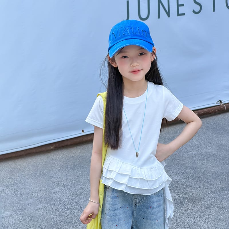 【KID】イブニングフリルアシンメトリー半袖Tシャツ
