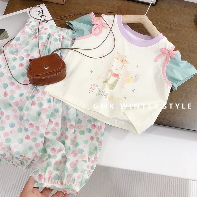 【セット】ユニコーン半袖Tシャツドット九分丈パンツセットアップ