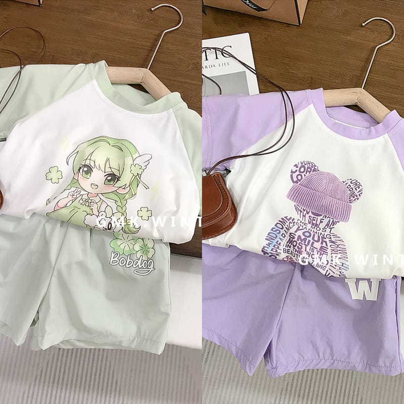 【セット】クローバープリント半袖ハーフパンツセットアップ