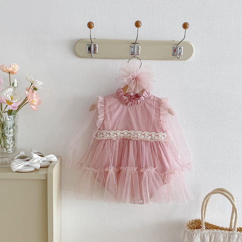 【BABY】シャインラブリーチュールフリルロンパース