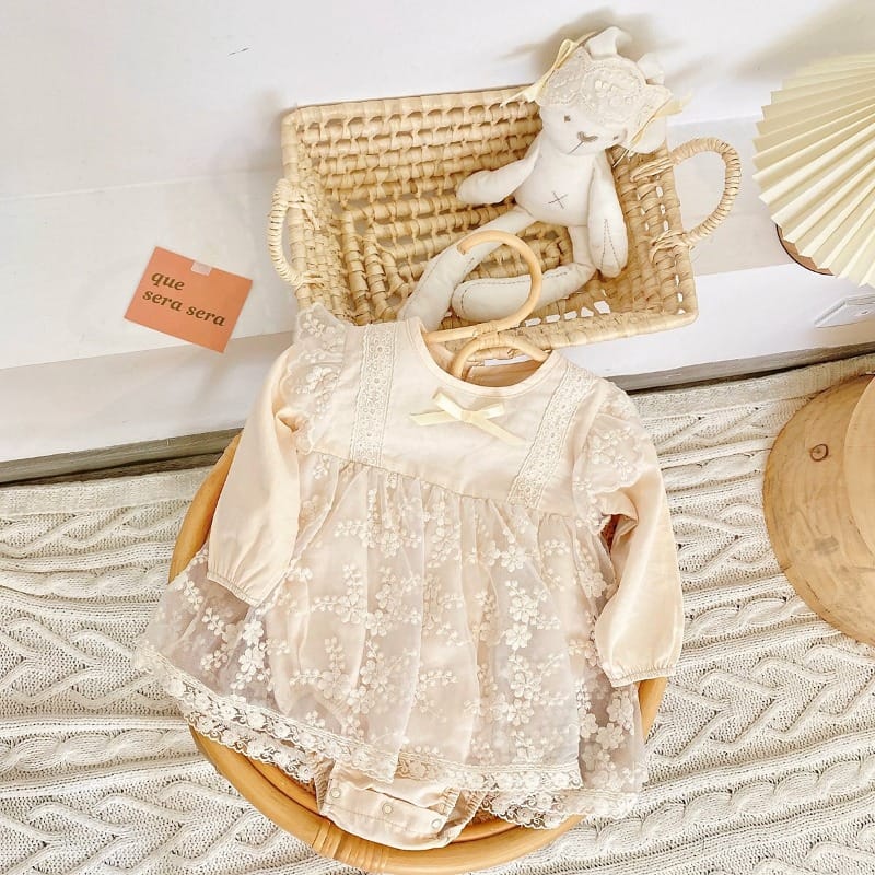 【セット】フラワーヘアバンドチュールワンピースロンパースセット