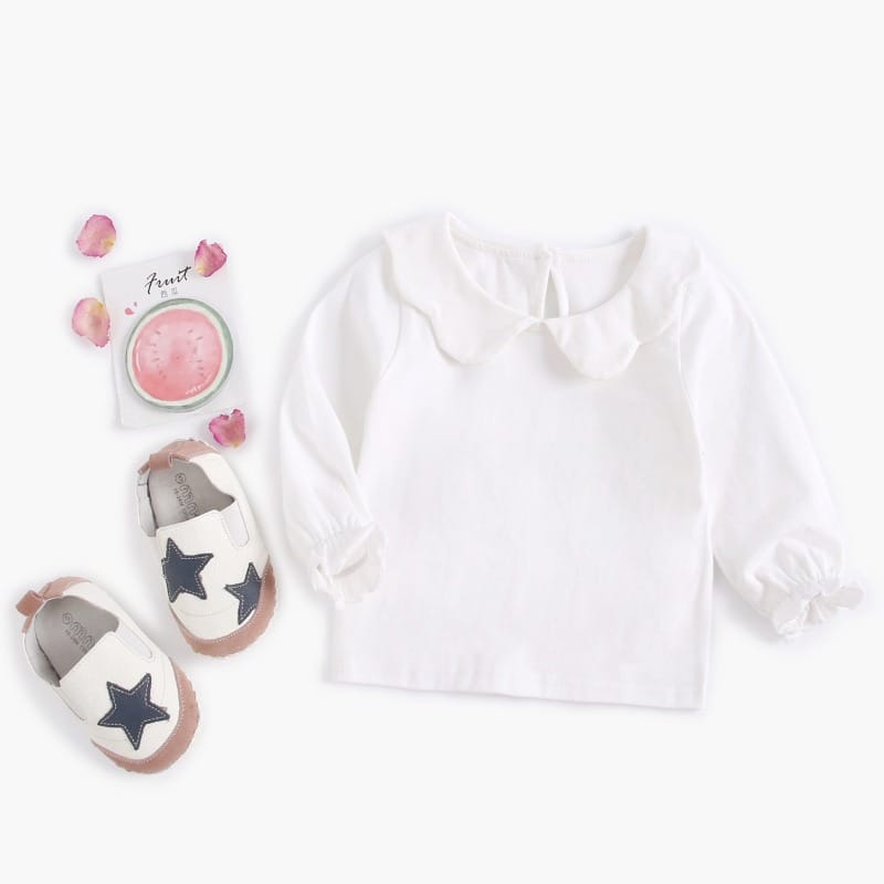 【BABY】ホワイトペタルカラーベーシック長袖Tシャツ