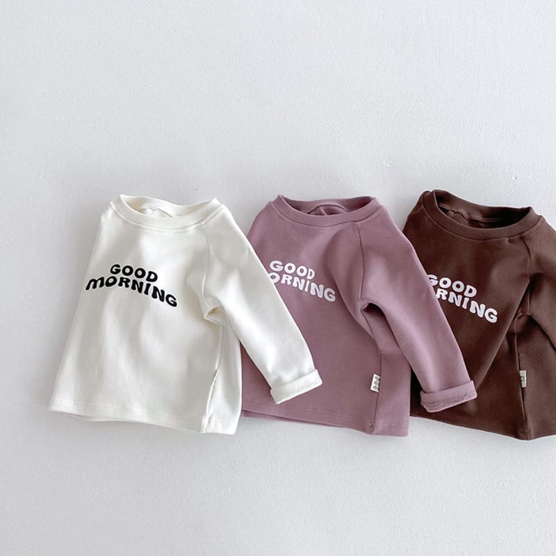 グッドモーニングロゴプリント長袖Tシャツ
