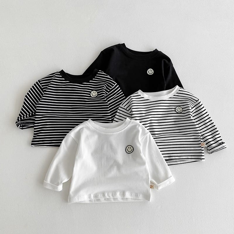 スマイルストライプ無地長袖Tシャツ