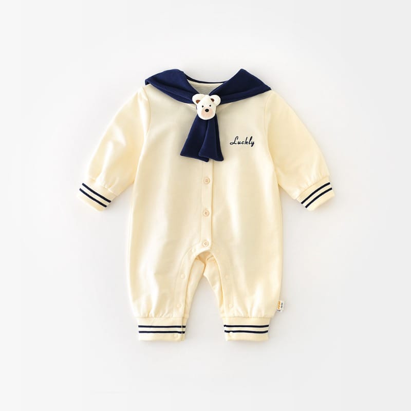 【BABY】ラッキーくまセーラーカラーロンパース
