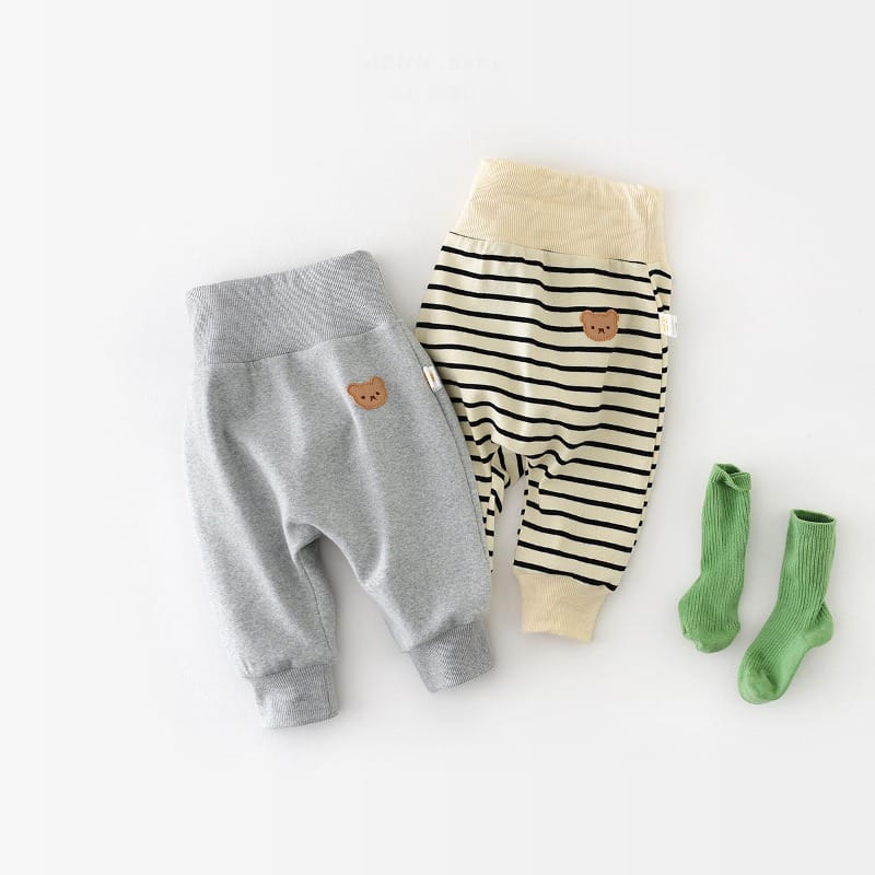 【BABY】くまワンポイント腹巻付ハイウエストロングパンツ