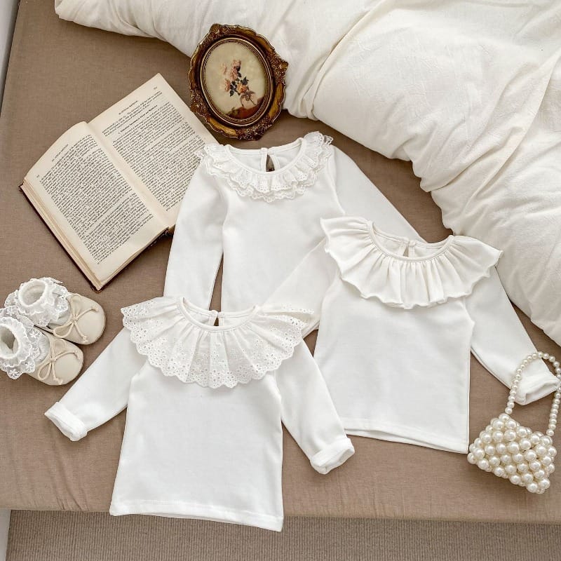 【BABY】ピュアフリルレース襟長袖カットソーTシャツ