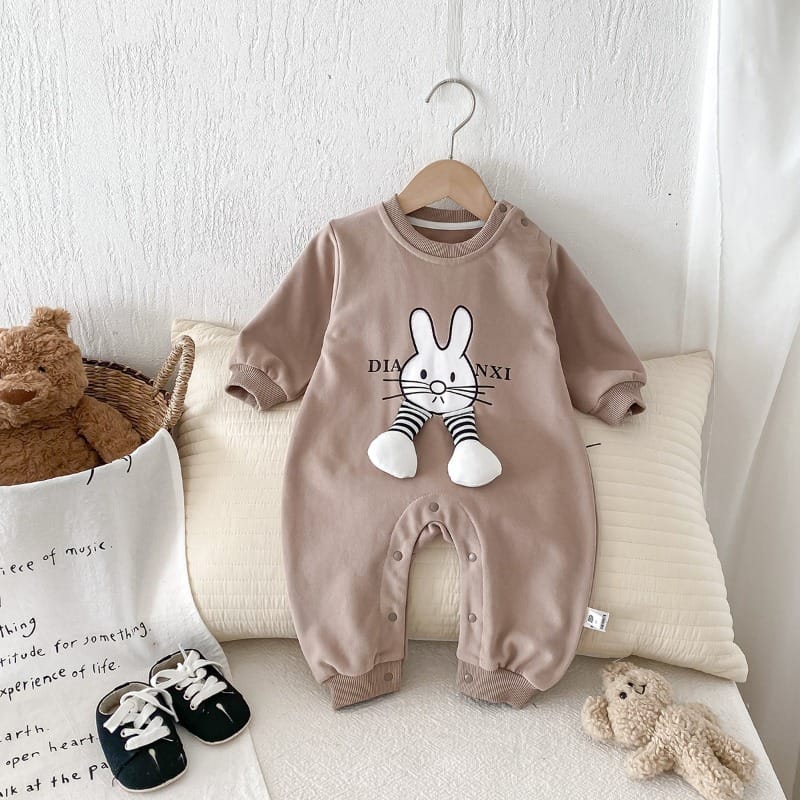 【BABY】パンチラビットモチーフ長袖ロンパース
