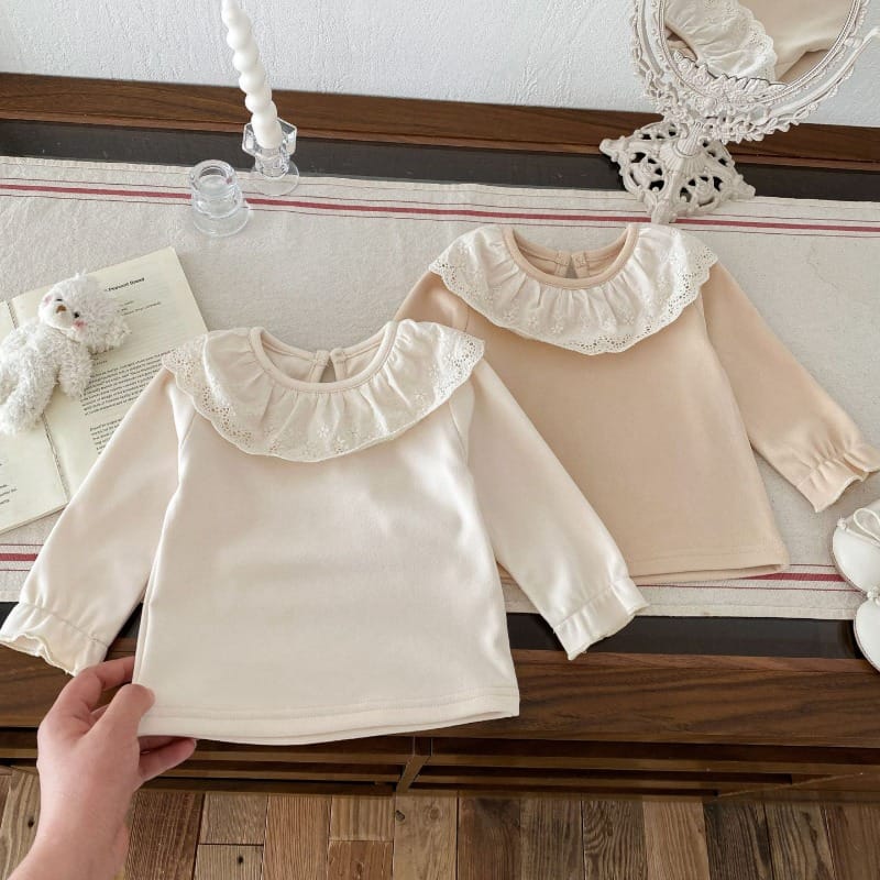 【BABY】フリルレースカラー長袖インナーTシャツ