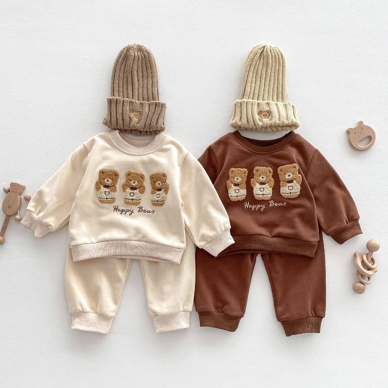 ハッピーくまさん刺繍トレーナーセットアップ