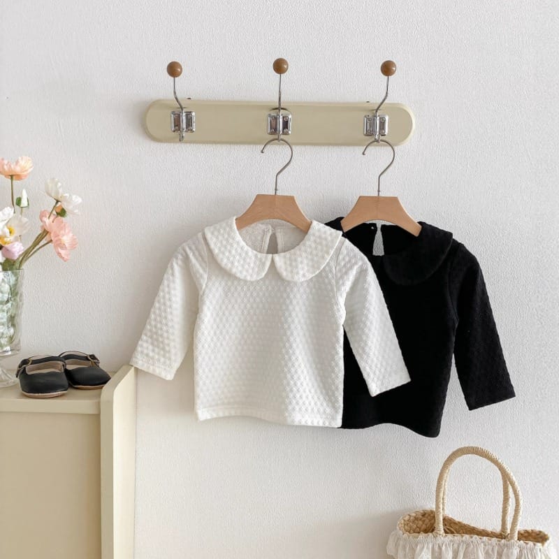 【BABY】フラワーポップコーン丸襟長袖Tシャツ