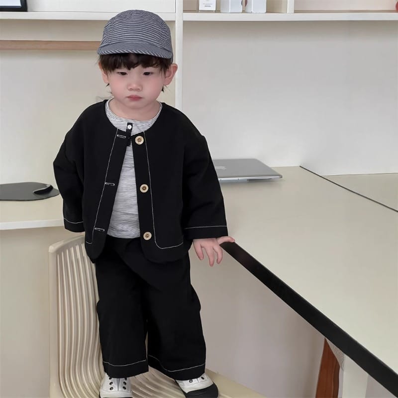 【セット】ブラックステッチジャケットパンツセットアップ