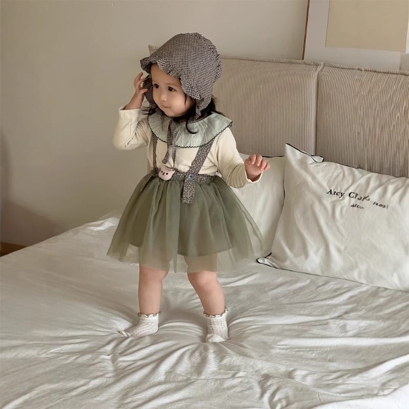 フォレストフリルブラウスサロペットチュールスカートセット