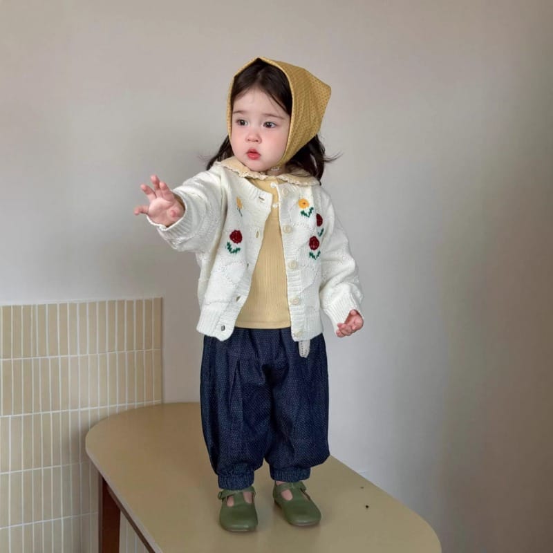 フラワーカーディガン長袖Tシャツパンツ3点セット