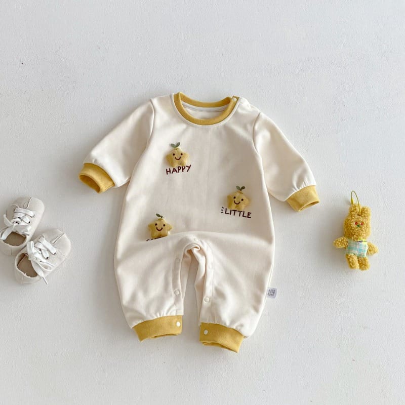 【BABY】立体星モチーフ長袖ロンパース